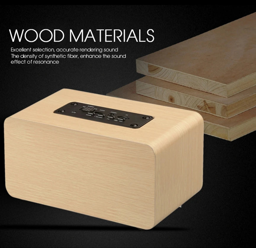 6W Wooden Bluetooth Speaker Portable Stereo HiFi Speakers TF Play Hand Free Call AUX Input Super Bass Loudspeaker Dual Subwoofer Aimak Store