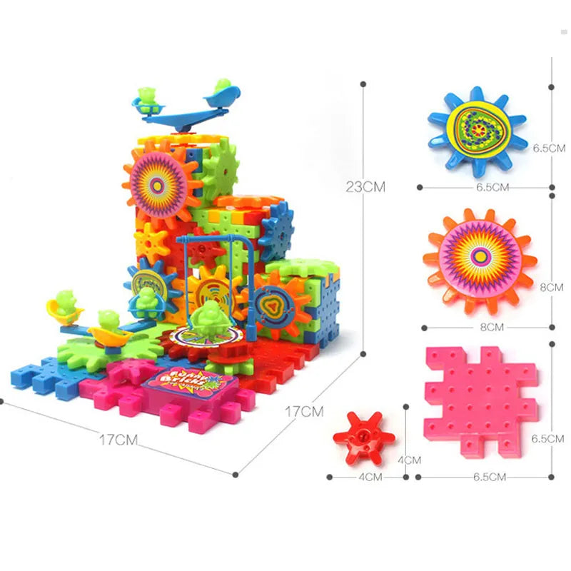 Hot 81 PCS Electric Gears 3D Puzzle Model Building Kits Plastic Brick Blocks Educational Toys For Kids Children Xmas Gifts Aimak Store