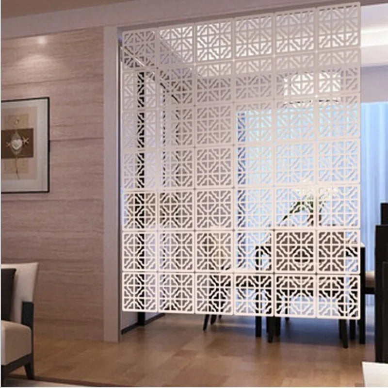 12pcs 29x29cm Hanging Screens Living Room Divider Panels Partition Wall Art Diy Home Decoration White Wood-plastic Aimak Store