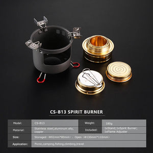 ALOCS CS-B02 CS-B13 Compact Mini Spirit Burner Alcohol Stove with Stand for Outdoor Backpacking Hiking Camping Furnace Aimak Store