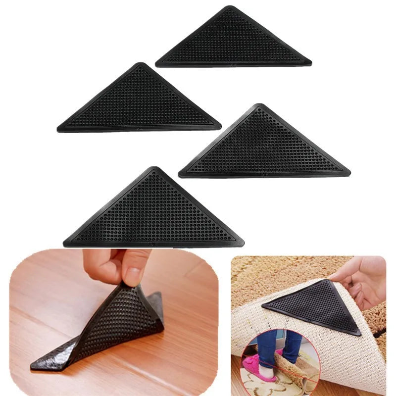 4pcs/Set Reusable Washable Rug Carpet Mat Grippers Non Slip Silicone Grip For Home Bath Living Room Aimak Store