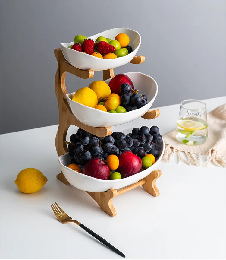 Living Room Home Three-layer Plastic Fruit Plate Snack Dish Creative Modern Dried Fruit Basket Candy Cake Stand Bowl New Style Aimak Store