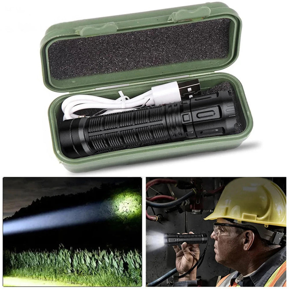 Portable LED Flashlight USB Rechargeable Pocket Flashlight Waterproof Torch with Output Power Bank Function for Camoping Hiking Aimak Store