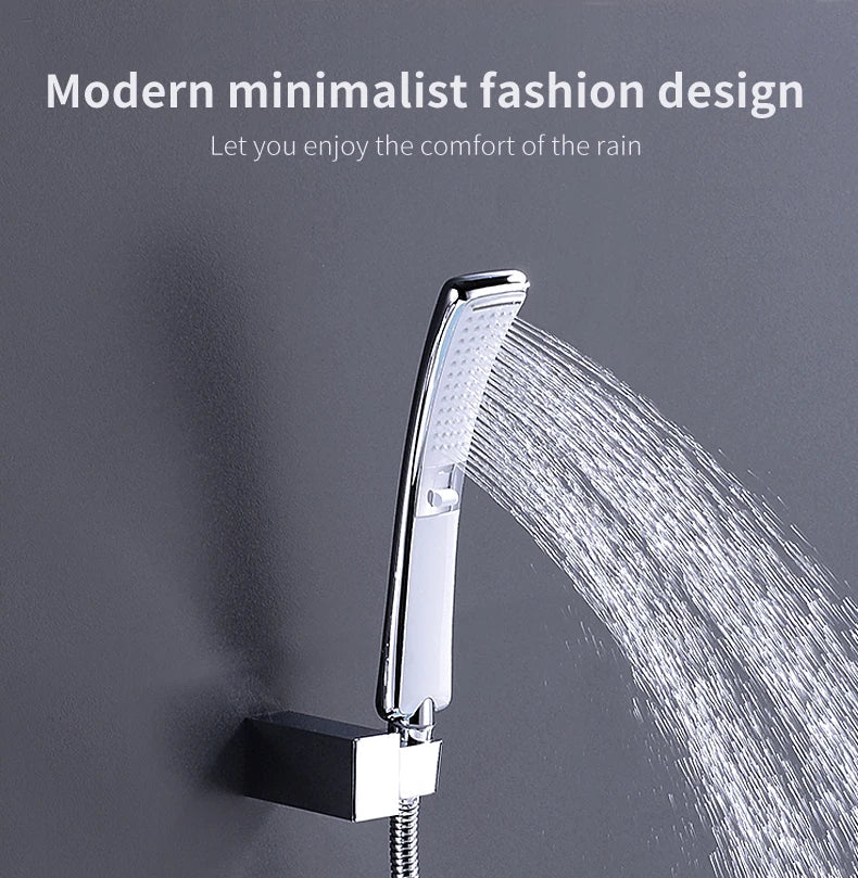 High Quality Bathroom Square ABS in Chrome Bathroom High Pressure Hand Shower Set With Shower & Hose Bathroom Accessories Aimak Store