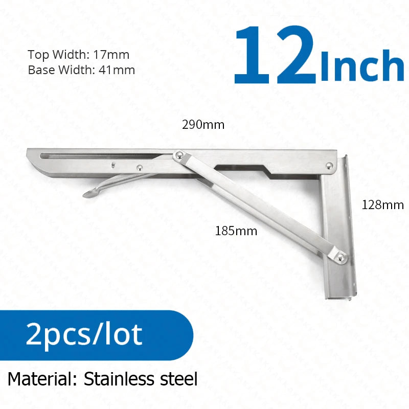 KAK 2pcs Folding Shelf Bracket Heavy Duty Stainless Steel Collapsible Shelf Bracket Hardware for Table Work RV Car Saving Space Aimak Store