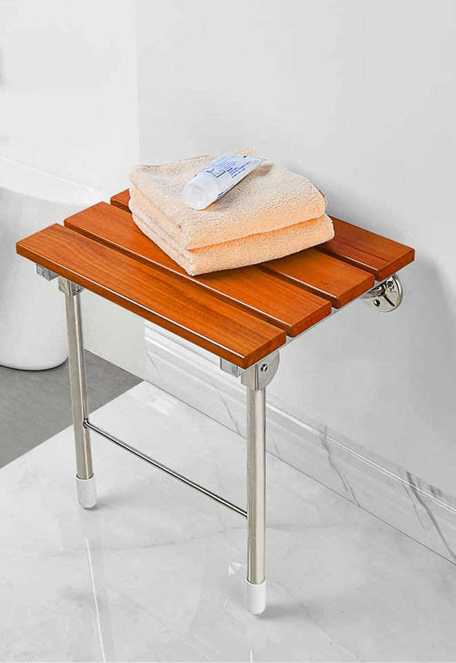 Wall Mounted Solid Wood Folding Stool Bathroom And Shower Chair Porch Shoe Changing Stool Relaxation Bathroom Folding Chair Aimak Store