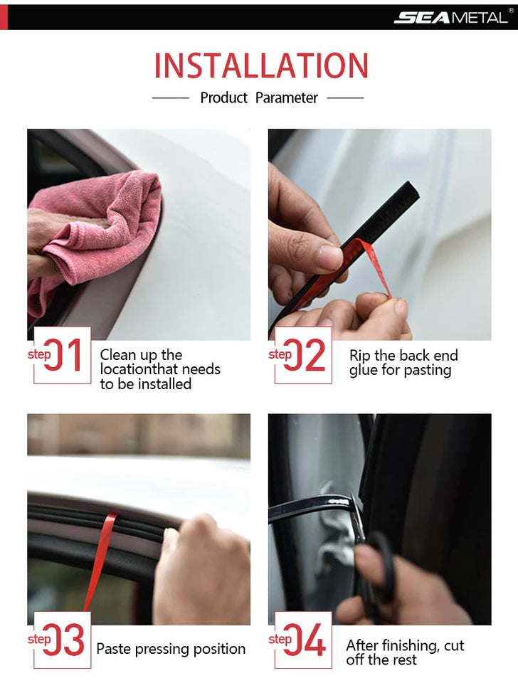 SEAMETAL Car Door Seal Strip Rubber Double Layer Sealing Protector Soundproof Waterproof Weather Strips for Car Door Hood Trunk Aimak Store