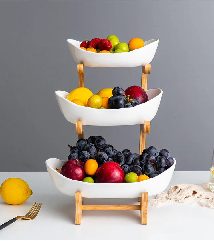 Living Room Home Three-layer Plastic Fruit Plate Snack Dish Creative Modern Dried Fruit Basket Candy Cake Stand Bowl New Style Aimak Store