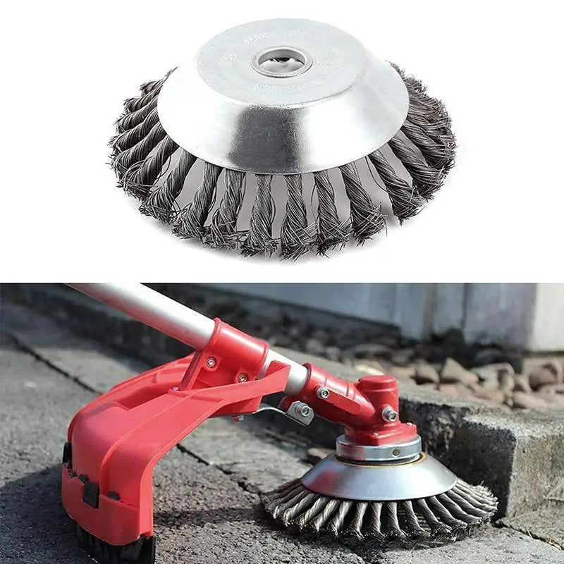 Steel Wire Wheel Garden Weed Brush Lawn Mower Grass Eater Trimmer Brush Cutter Tools Garden Grass Trimmer Head Weed Brush Aimak Store