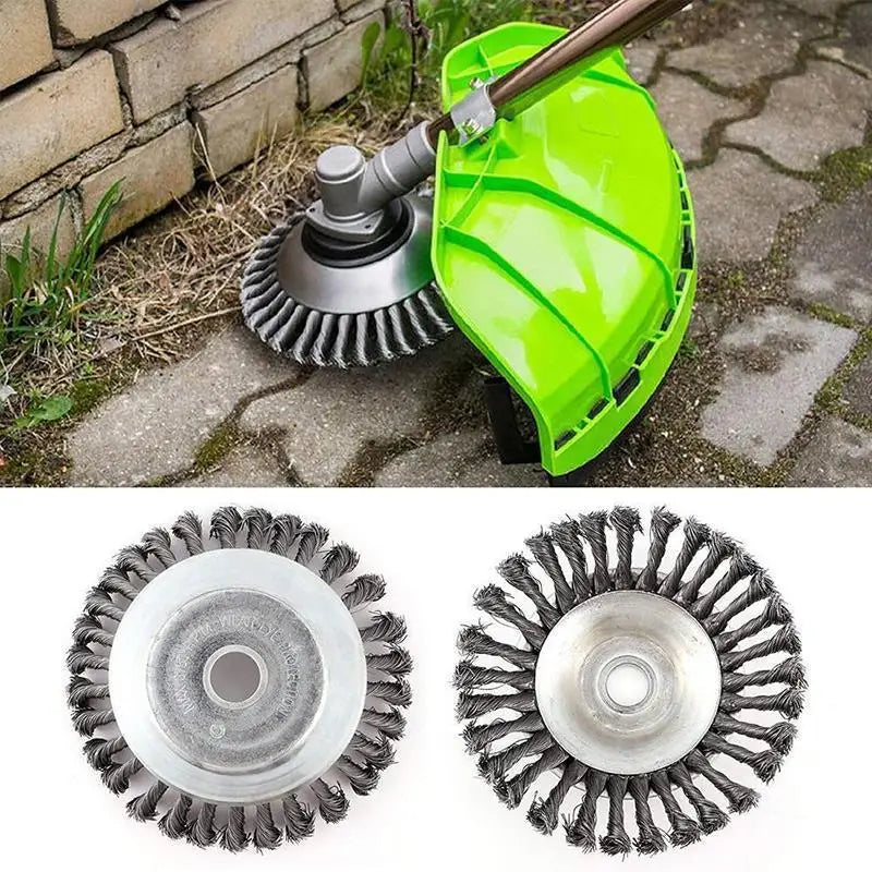 Steel Wire Wheel Garden Weed Brush Lawn Mower Grass Eater Trimmer Brush Cutter Tools Garden Grass Trimmer Head Weed Brush Aimak Store