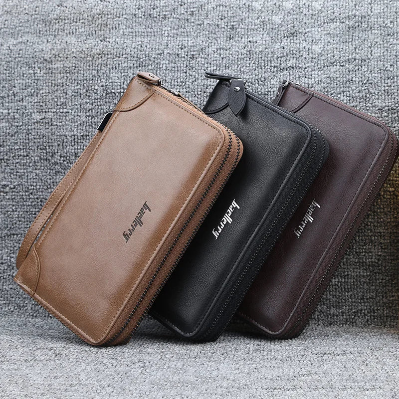 New Men Wallets Large Capacity Cell Phone Pocket Double Zipper Clutch Bag Passcard  Male Business Purse Aimak Store