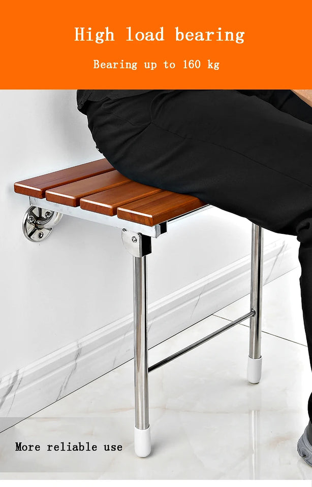 Wall Mounted Solid Wood Folding Stool Bathroom And Shower Chair Porch Shoe Changing Stool Relaxation Bathroom Folding Chair Aimak Store