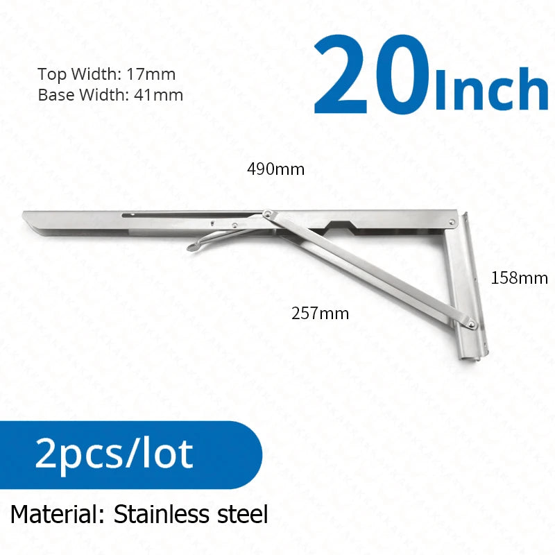 KAK 2pcs Folding Shelf Bracket Heavy Duty Stainless Steel Collapsible Shelf Bracket Hardware for Table Work RV Car Saving Space Aimak Store