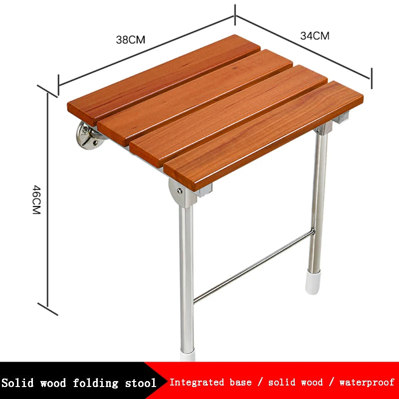 Wall Mounted Solid Wood Folding Stool Bathroom And Shower Chair Porch Shoe Changing Stool Relaxation Bathroom Folding Chair Aimak Store