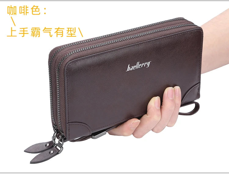 New Men Wallets Large Capacity Cell Phone Pocket Double Zipper Clutch Bag Passcard  Male Business Purse Aimak Store