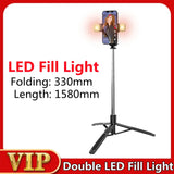 4 in 1 Wireless Bluetooth Selfie Stick 1580mm With Double Fill Light Foldable Tripod Monopod For Gopro Action Cameras Smartphone Aimak Store