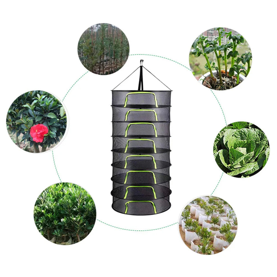 2-8 Layers Drying Net For Herbs Fish Hanging Basket Folding Dry Rack Herb Vegetable Dryer Bag Mesh Flowers Buds Plants Organizer Aimak Store