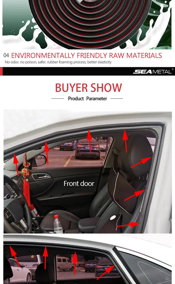 SEAMETAL Car Door Seal Strip Rubber Double Layer Sealing Protector Soundproof Waterproof Weather Strips for Car Door Hood Trunk Aimak Store