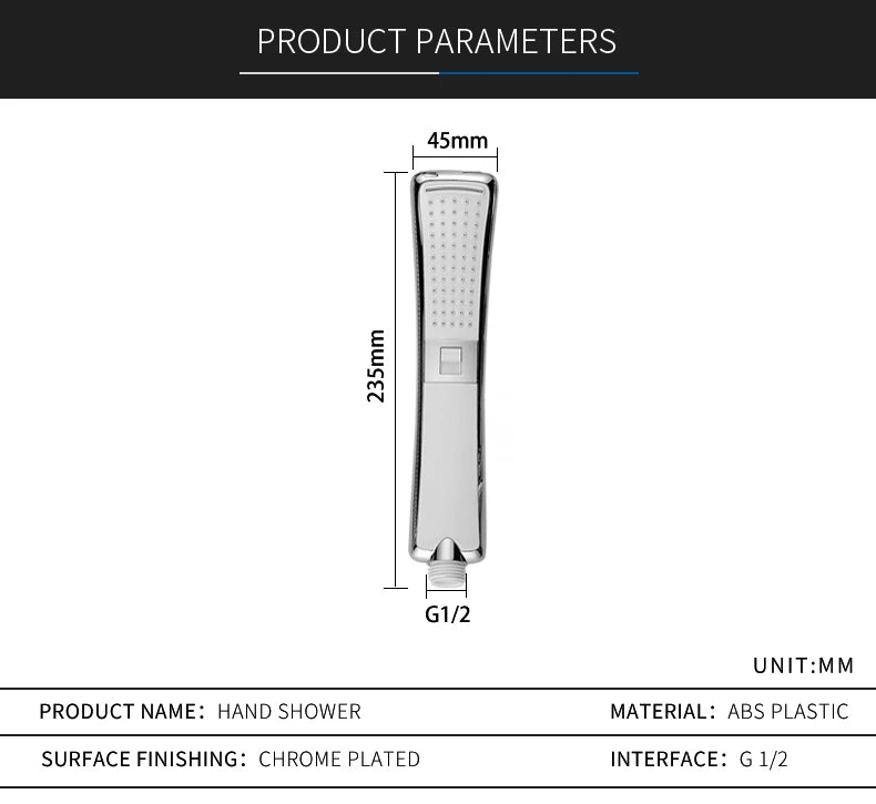 High Quality Bathroom Square ABS in Chrome Bathroom High Pressure Hand Shower Set With Shower & Hose Bathroom Accessories Aimak Store
