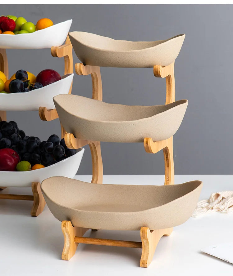 Living Room Home Three-layer Plastic Fruit Plate Snack Dish Creative Modern Dried Fruit Basket Candy Cake Stand Bowl New Style Aimak Store