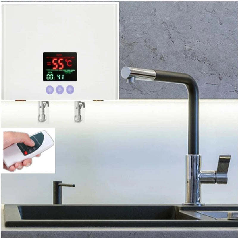 110-220AC Instant ElectricTankless Water Heater Hot Instantaneous Water Heater System for Kitchen Bathroom with remote control Aimak Store