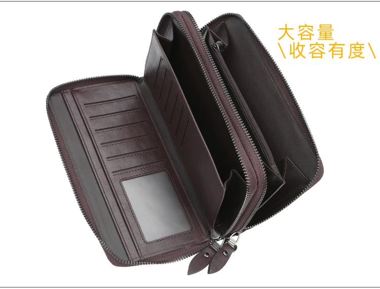 New Men Wallets Large Capacity Cell Phone Pocket Double Zipper Clutch Bag Passcard  Male Business Purse Aimak Store