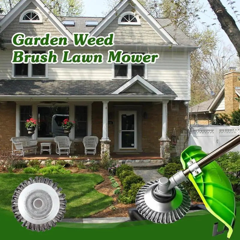 Steel Wire Wheel Garden Weed Brush Lawn Mower Grass Eater Trimmer Brush Cutter Tools Garden Grass Trimmer Head Weed Brush Aimak Store