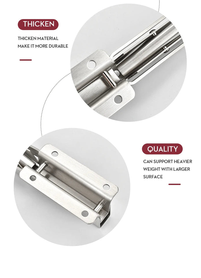 KAK 2pcs Folding Shelf Bracket Heavy Duty Stainless Steel Collapsible Shelf Bracket Hardware for Table Work RV Car Saving Space Aimak Store