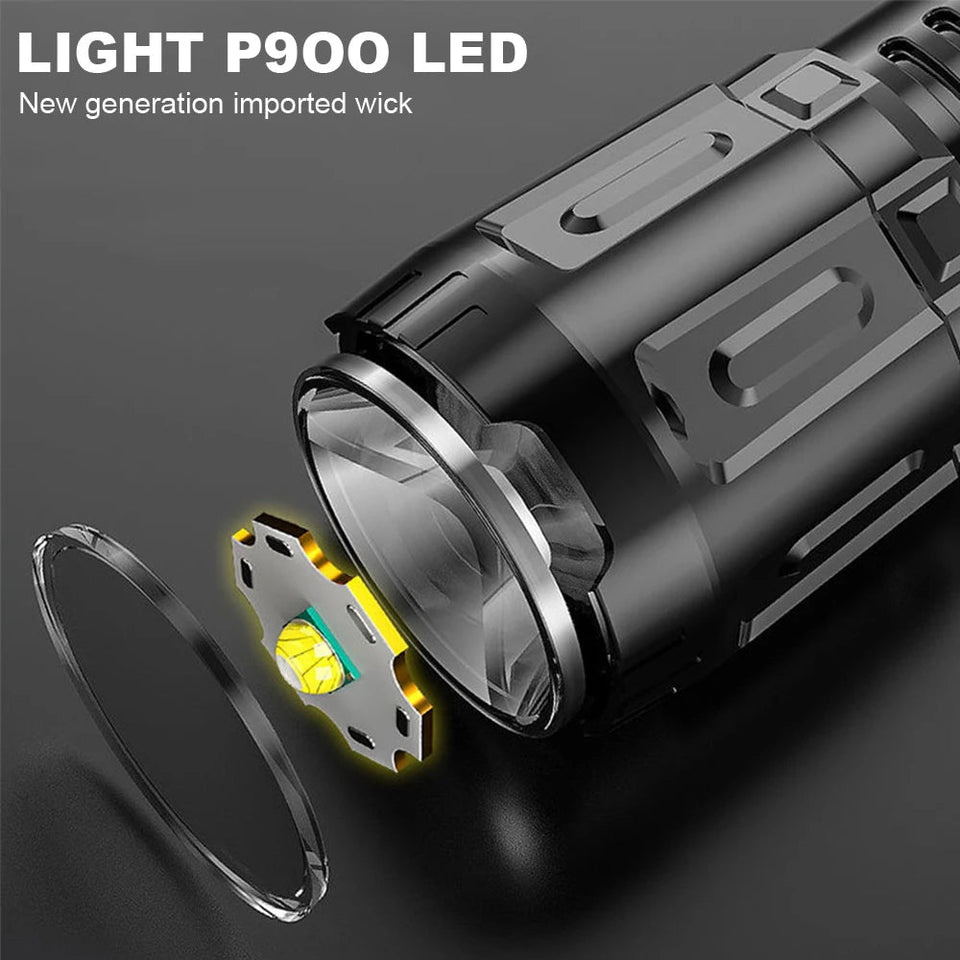 Portable LED Flashlight USB Rechargeable Pocket Flashlight Waterproof Torch with Output Power Bank Function for Camoping Hiking Aimak Store