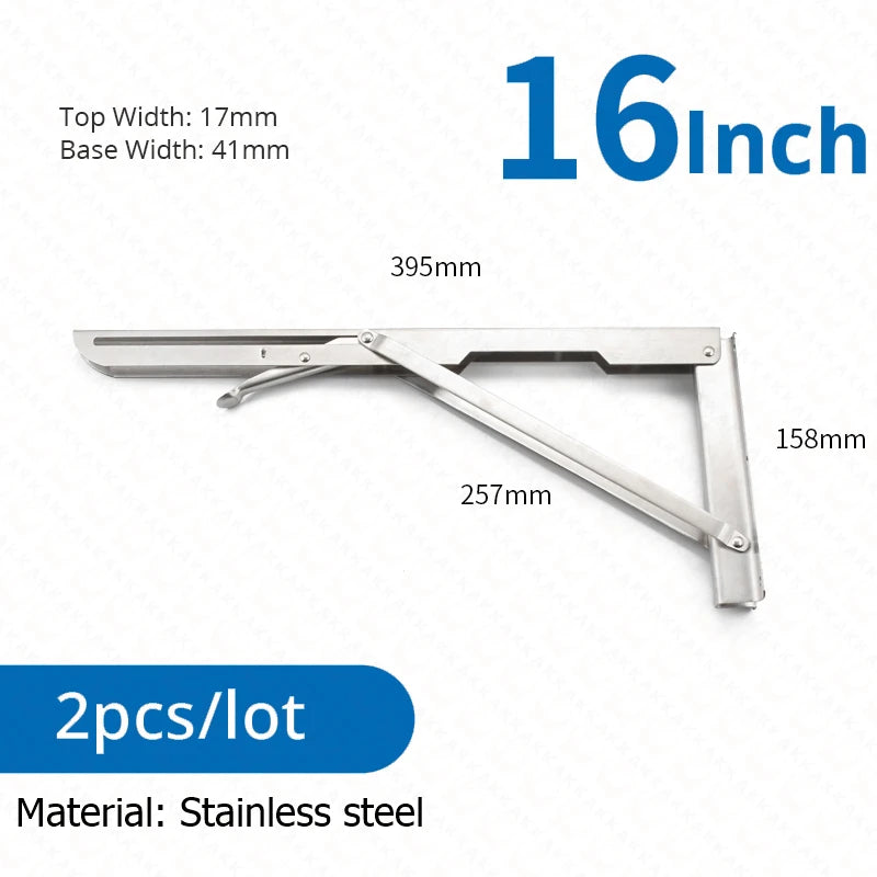 KAK 2pcs Folding Shelf Bracket Heavy Duty Stainless Steel Collapsible Shelf Bracket Hardware for Table Work RV Car Saving Space Aimak Store