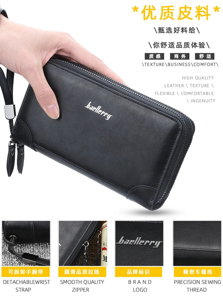 New Men Wallets Large Capacity Cell Phone Pocket Double Zipper Clutch Bag Passcard  Male Business Purse Aimak Store