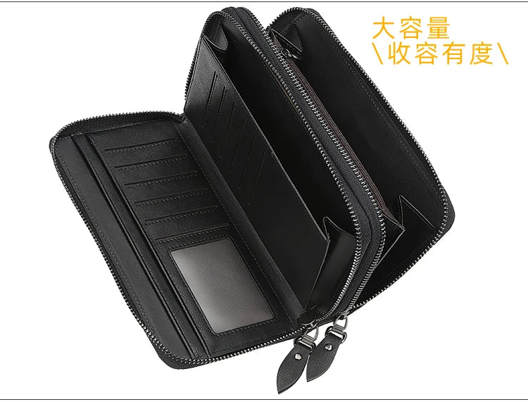 New Men Wallets Large Capacity Cell Phone Pocket Double Zipper Clutch Bag Passcard  Male Business Purse Aimak Store