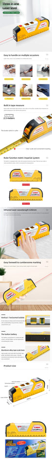 Laser Level And Distance Meter Vertical & Horizontal Lasers Tape Aligner Bubbles Ruler,For Garden Building Woodworking Tools Aimak Store