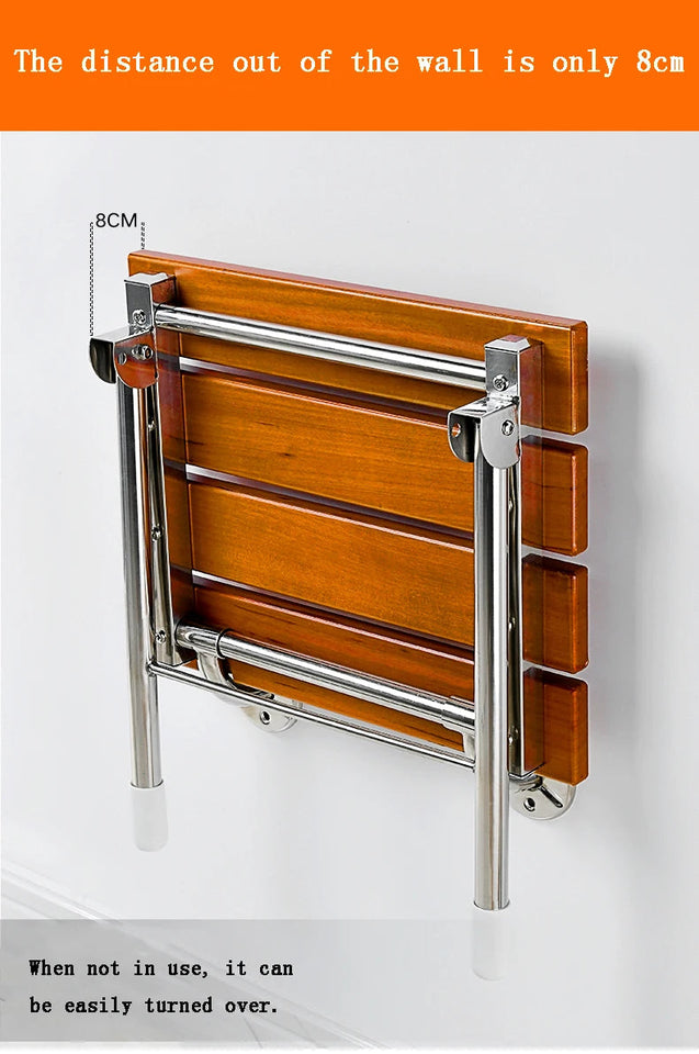 Wall Mounted Solid Wood Folding Stool Bathroom And Shower Chair Porch Shoe Changing Stool Relaxation Bathroom Folding Chair Aimak Store