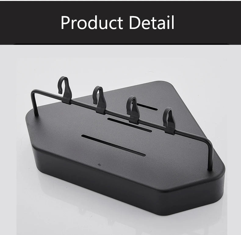 Bathroom Shelf Corner Space Aluminum Bathroom Triangle Basket Shower Room Storage Rack Wall Mounted Black/Matte/Grey Aimak Store