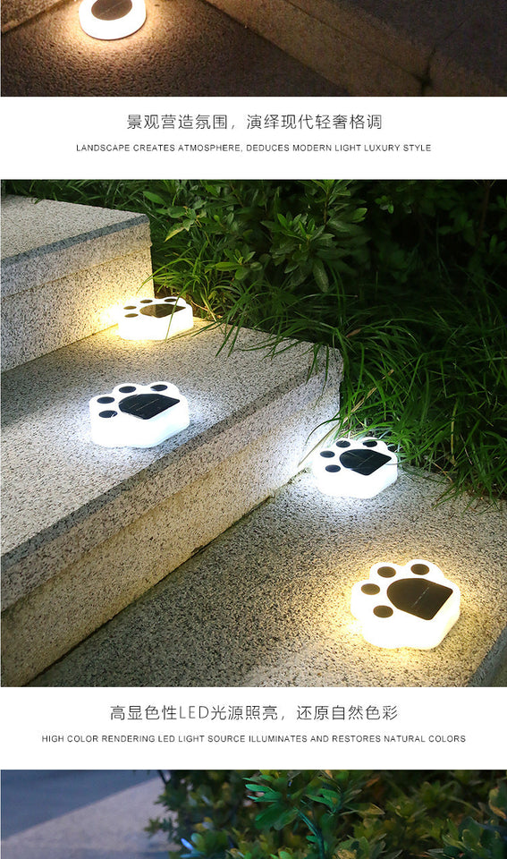 Outdoor Solar Powered Garden Cat Paw Lawn Lights Solar Cute Cat Paw Ground Lamps LED Cat Paw Scene Light Landscape Light Aimak Store
