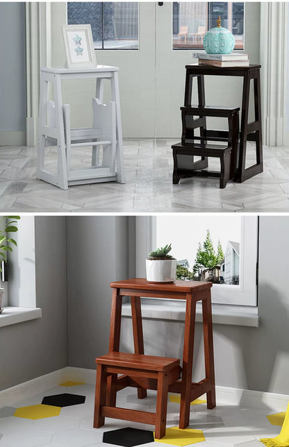 Innovative Multifunctional Household Ladder: Solid Wood Folding Storage, Dual-Use Ladder Chair, Climbing Stool for Home