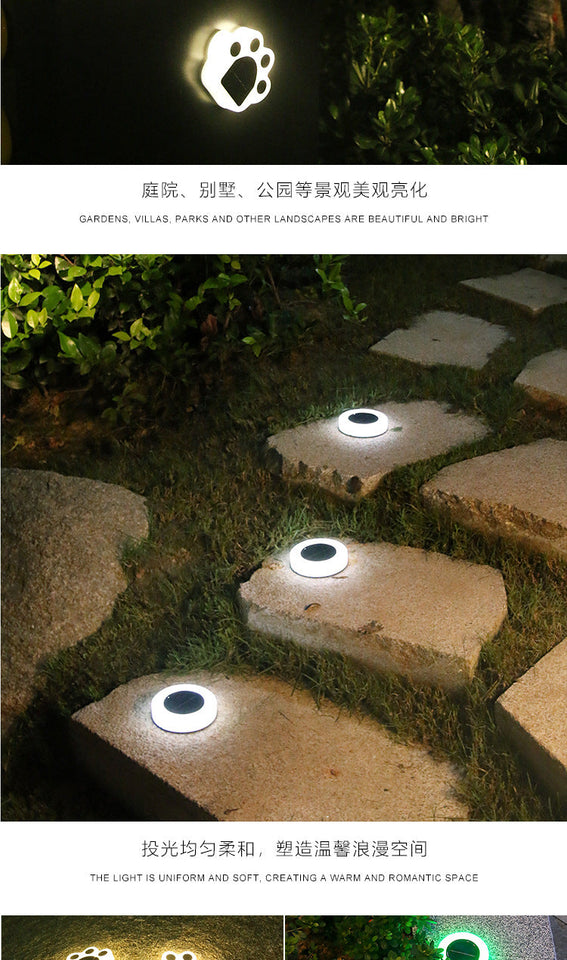 Outdoor Solar Powered Garden Cat Paw Lawn Lights Solar Cute Cat Paw Ground Lamps LED Cat Paw Scene Light Landscape Light Aimak Store