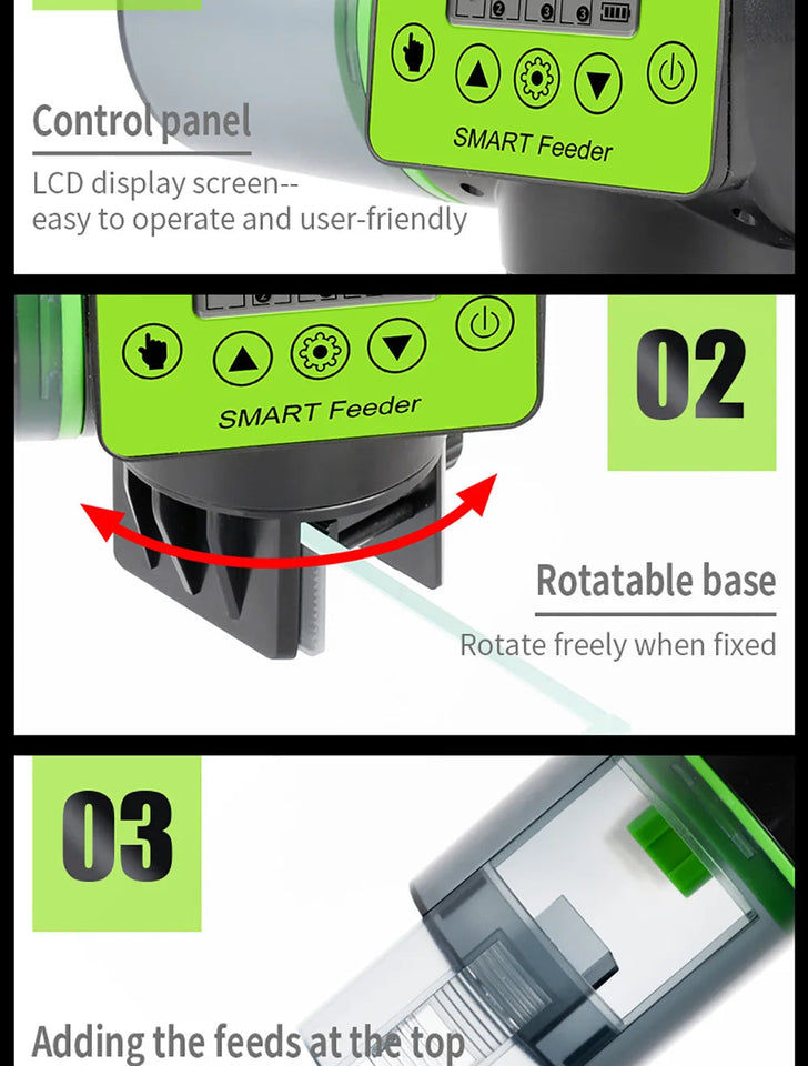 Automatic fish tank feeder intelligent timing automatic feeder aquarium goldfish feeder large capacity fish aquarium feeder Aimak Store