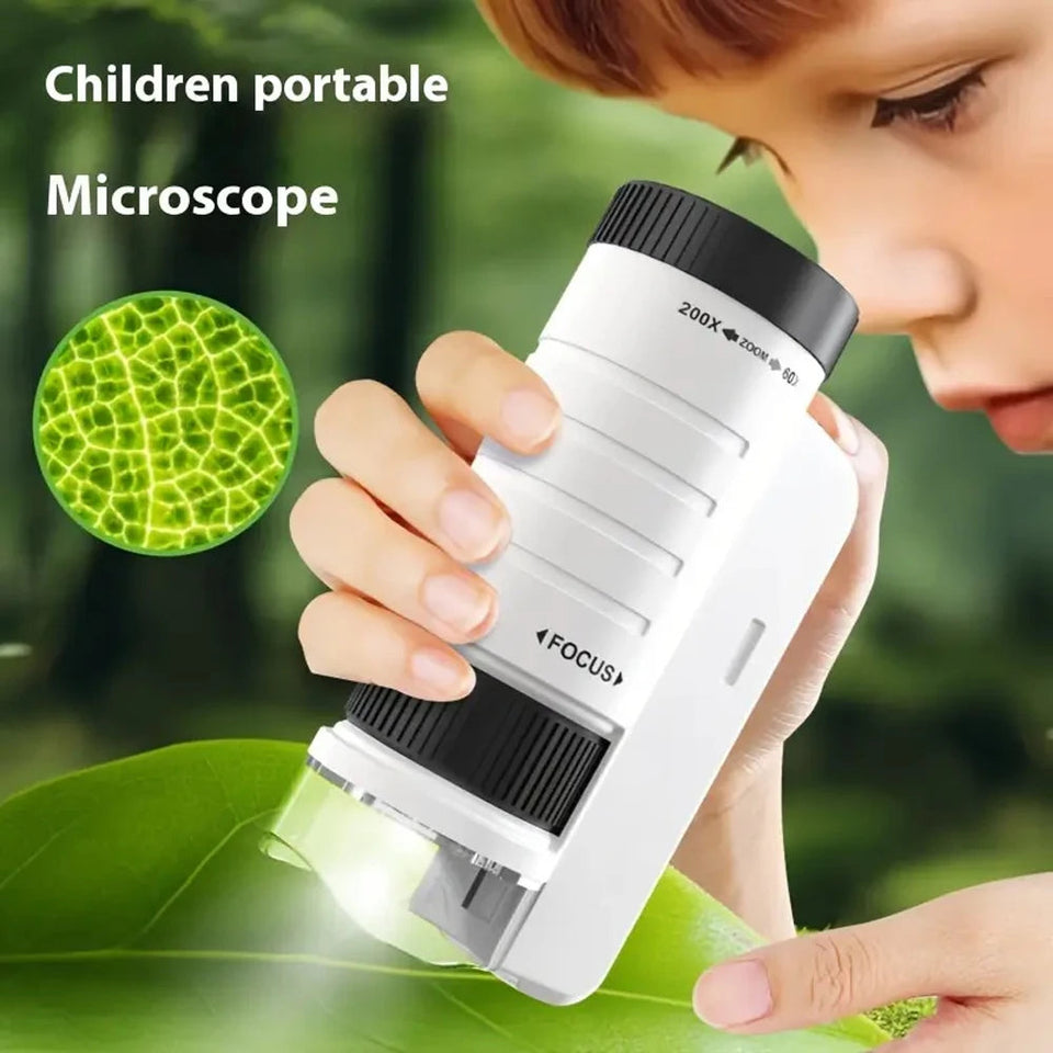 60-200X Children Microscope Pocket Microscope with LED Portable High Definition Science Microscope Outdoor Pocket Kid Microscope Aimak Store