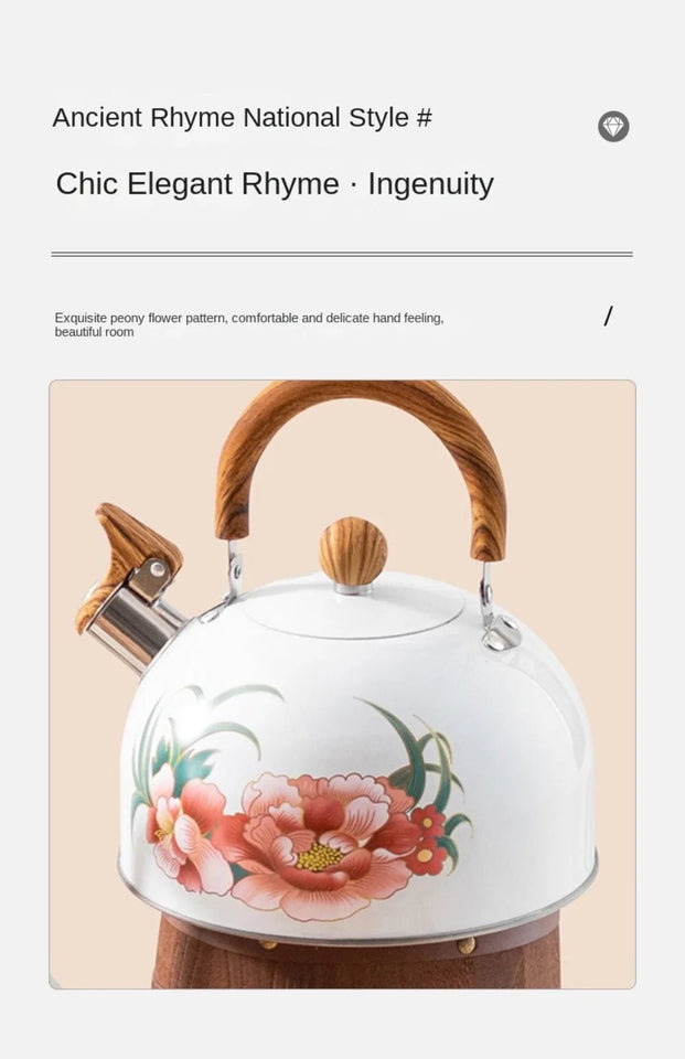 3L Whistling Kettle Teapot Floral Enameled Universal Teapot Water Kettle Large Capacity Thickened Coffee Pot Aimak Store