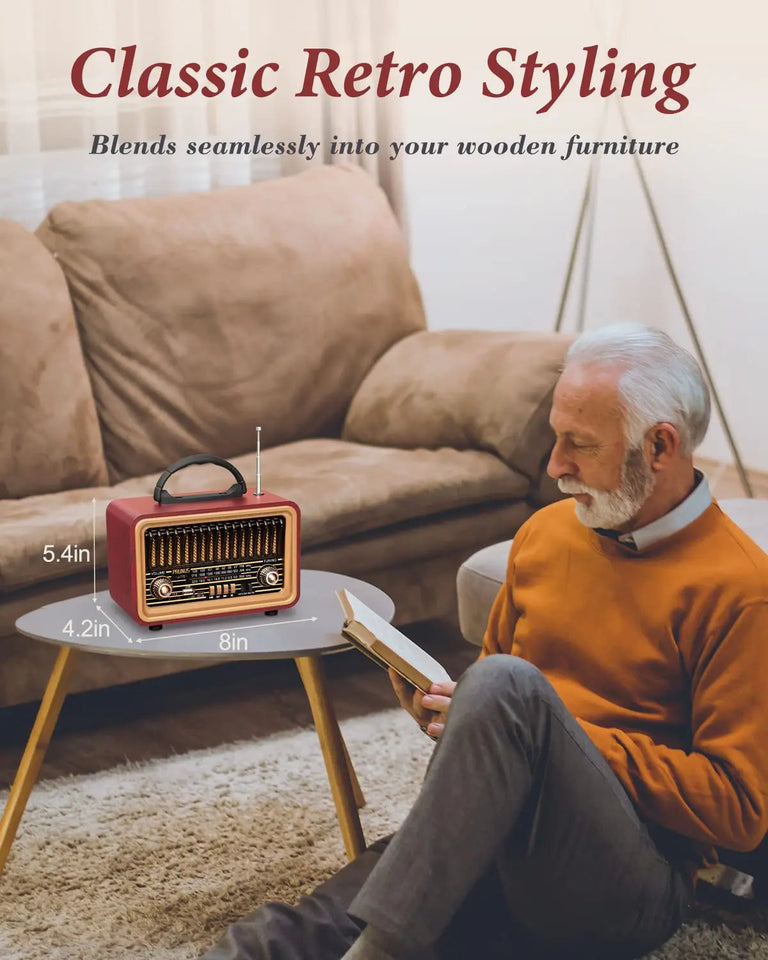 Classical Retro Radio FM/AM/SW Radio Receiver Bluetooth Speaker MP3 Music Player USB/TF Card/AUX Rechargeable 1800mAh battery Aimak Store