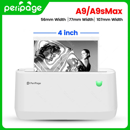 PeriPage Official A9 Portable Thermal Bluetooth Printer 3" 4" A9(s) Max Thermal Photo Label Receipt Sticker Mini Printer A6