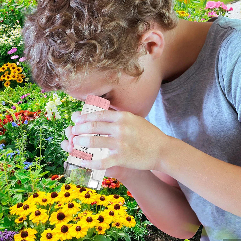 60-200x Pocket Microscope Electric Mini Microscope with LED Light High Definition Children Microscope for Observation Learning Aimak Store