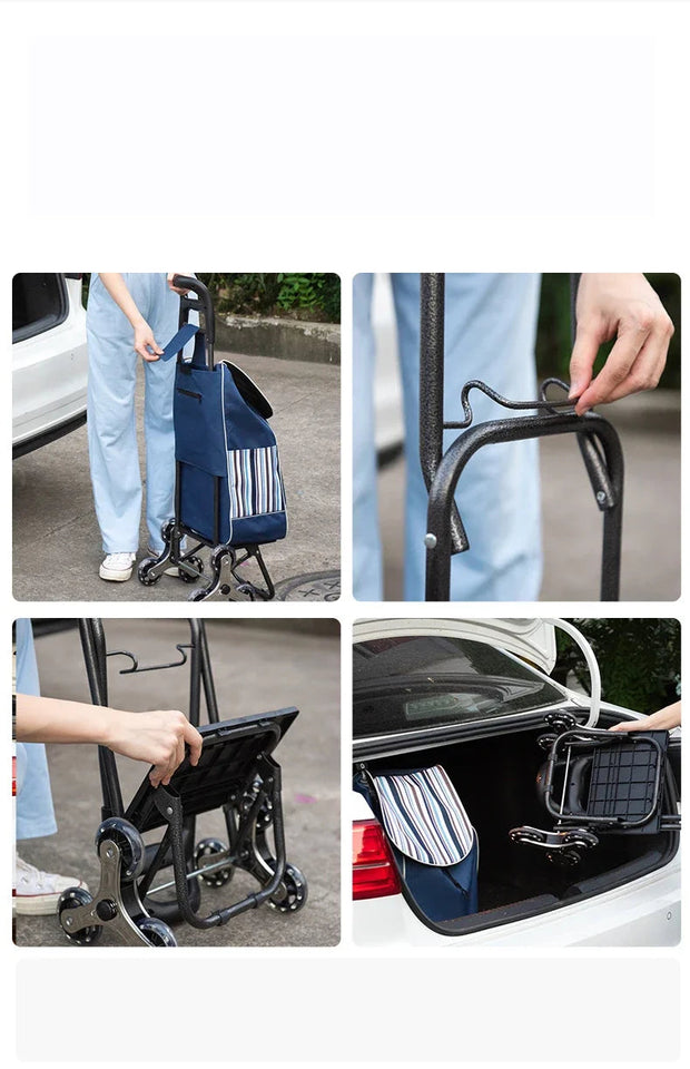 Light Grocery Shopping Trolley Household Climbing Stairs Folding Trailer Outdoor Travel Hand Pull Shopping Cart Aimak Store