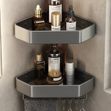 Bathroom Shelf Corner Space Aluminum Bathroom Triangle Basket Shower Room Storage Rack Wall Mounted Black/Matte/Grey Aimak Store