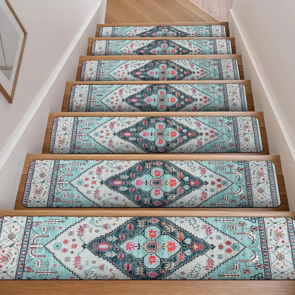 Carpet Stair Treads for Wooden Steps Set of 15, 30''X8'' Indoor Runner Resistant Rugs Rubber Safety Mats for Dogs Aimak Store
