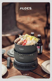 Outdoor Cooking Pot Set ALOCS CW-C05 Camping Portable Easy Storage Picnic Pot With Alcohol Stove Blast Proof Stove Cover Pot Aimak Store