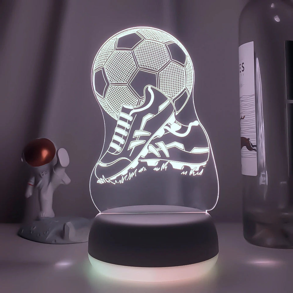 New 3d Illusion Kids Night Light Football 7 Colors Changing Nightlight for Child Bedroom Atmosphere Soccer Room Desk Lamp Gifts Aimak Store