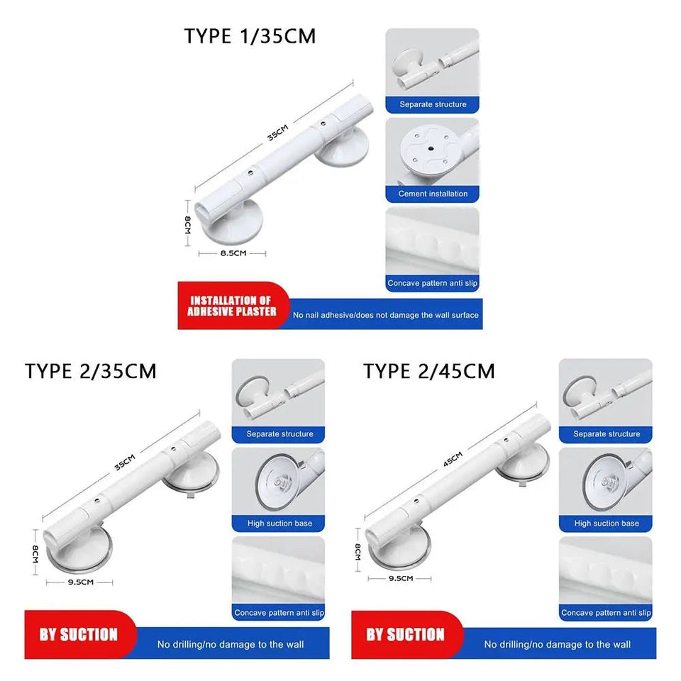 Fashion Anti Slip Hand Grips Shower Tub Grab Handle Safety Bathroom Aid Bath Hardware Safe Handle Handrail Grip Rail Aimak Store